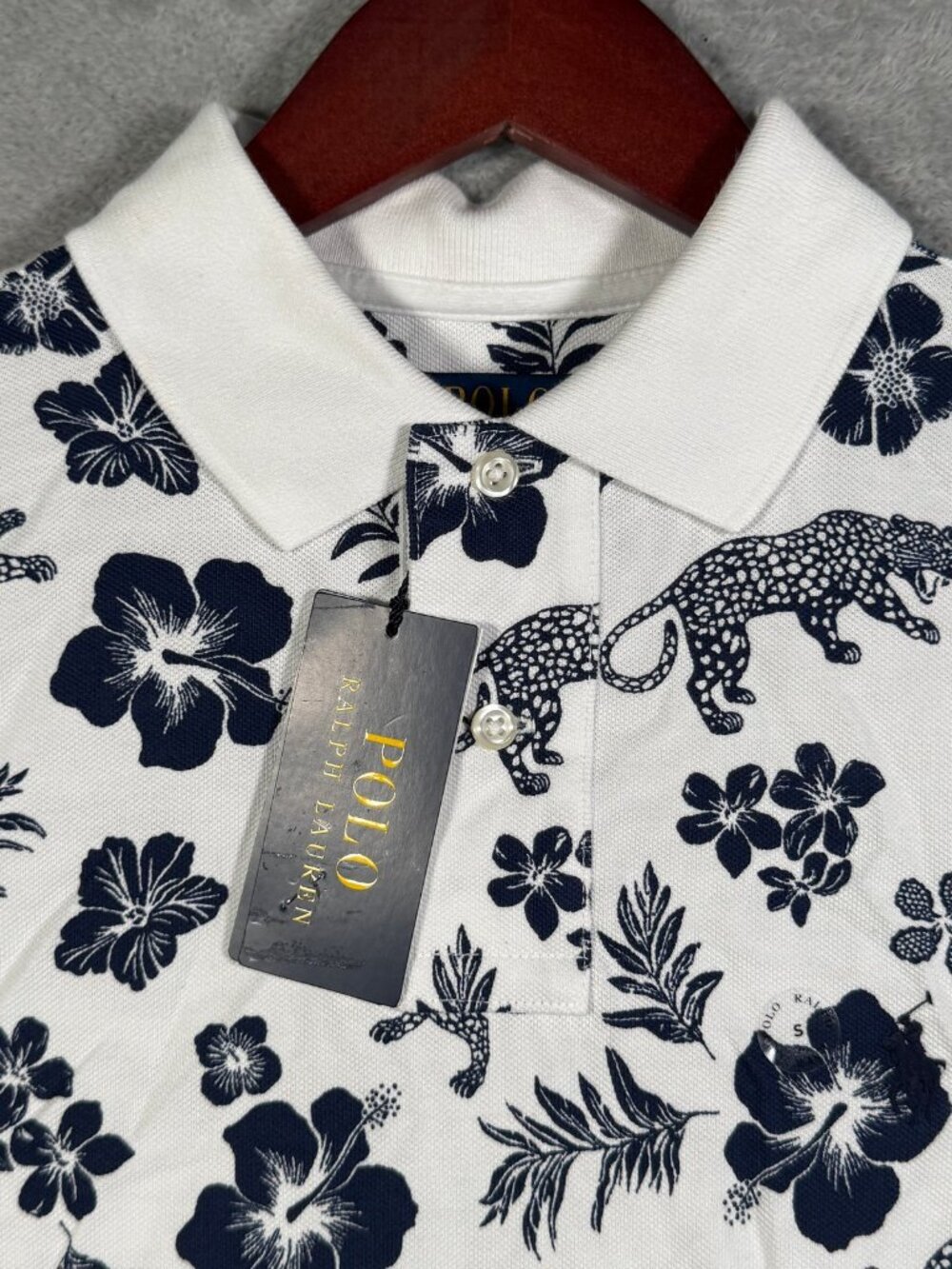 Polo Ralph Lauren Shirt Mens S White Leopard Floral Short Sleeve Classic $125